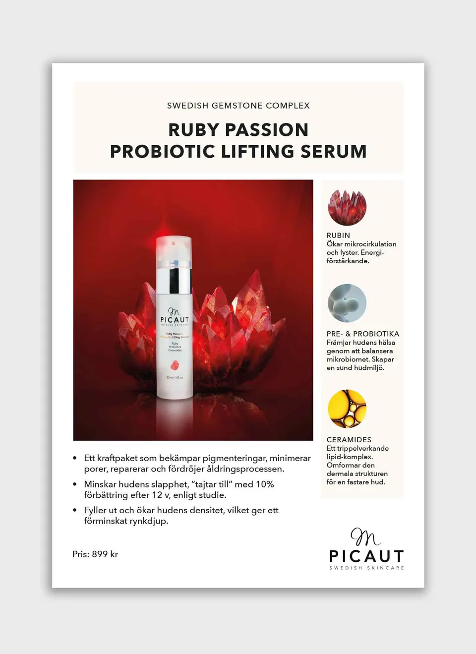 M Picaut Ruby Passion Probiotic Lifting Serum flyer A4