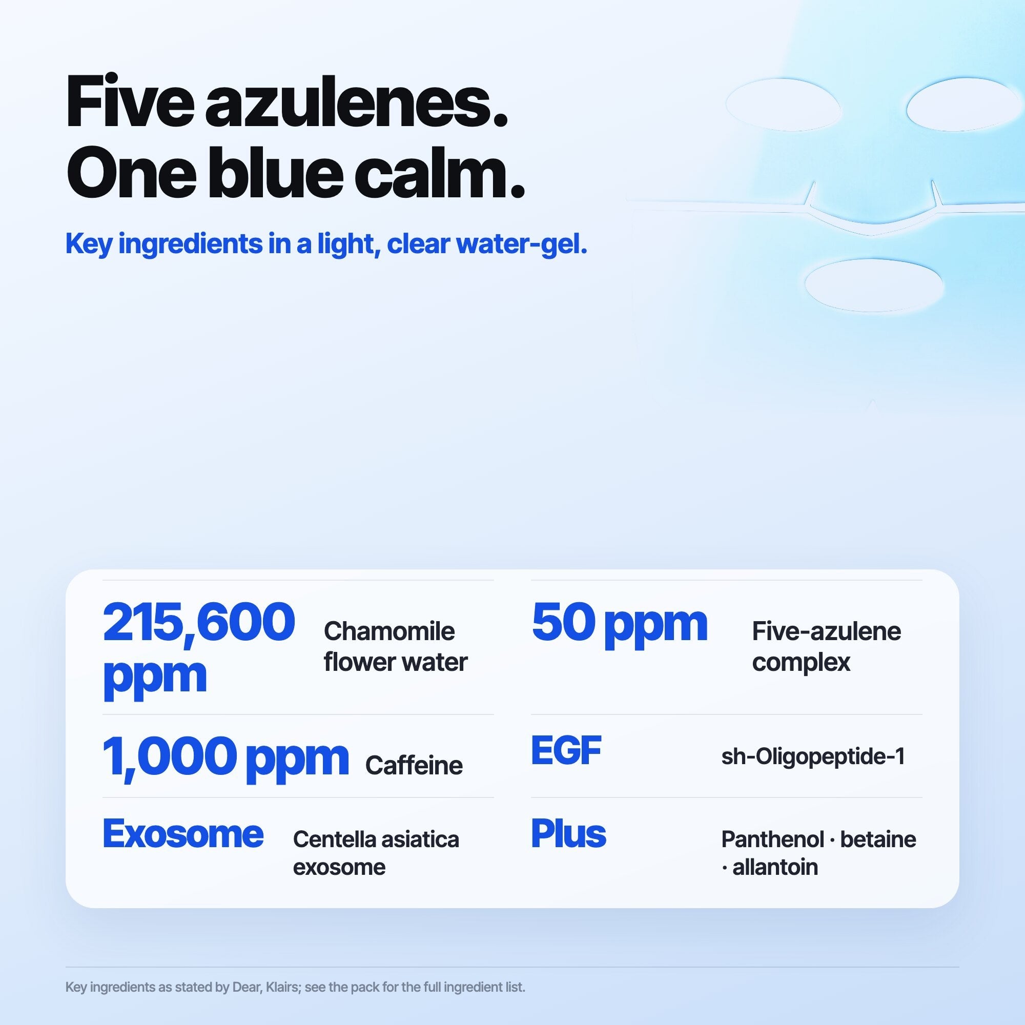Dear Klairs Blue EGF Calming Gel Mask ansiktsmaske 1 stk