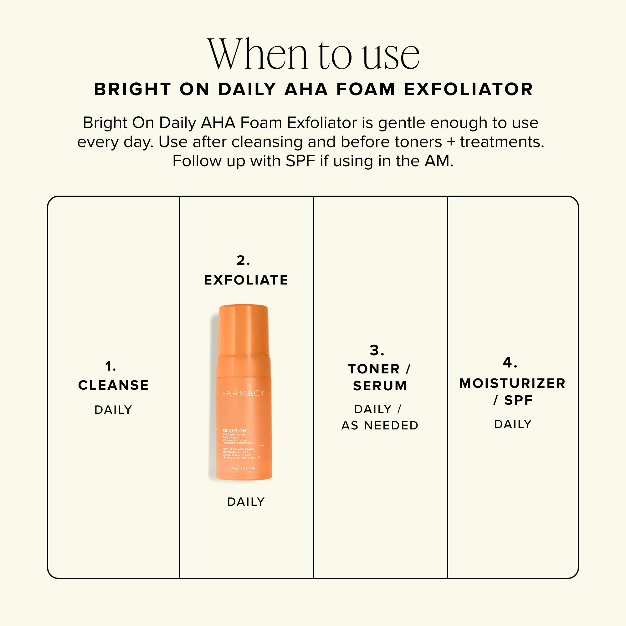 Farmacy Bright On Daily AHA Foam renseskum 100 ml mild