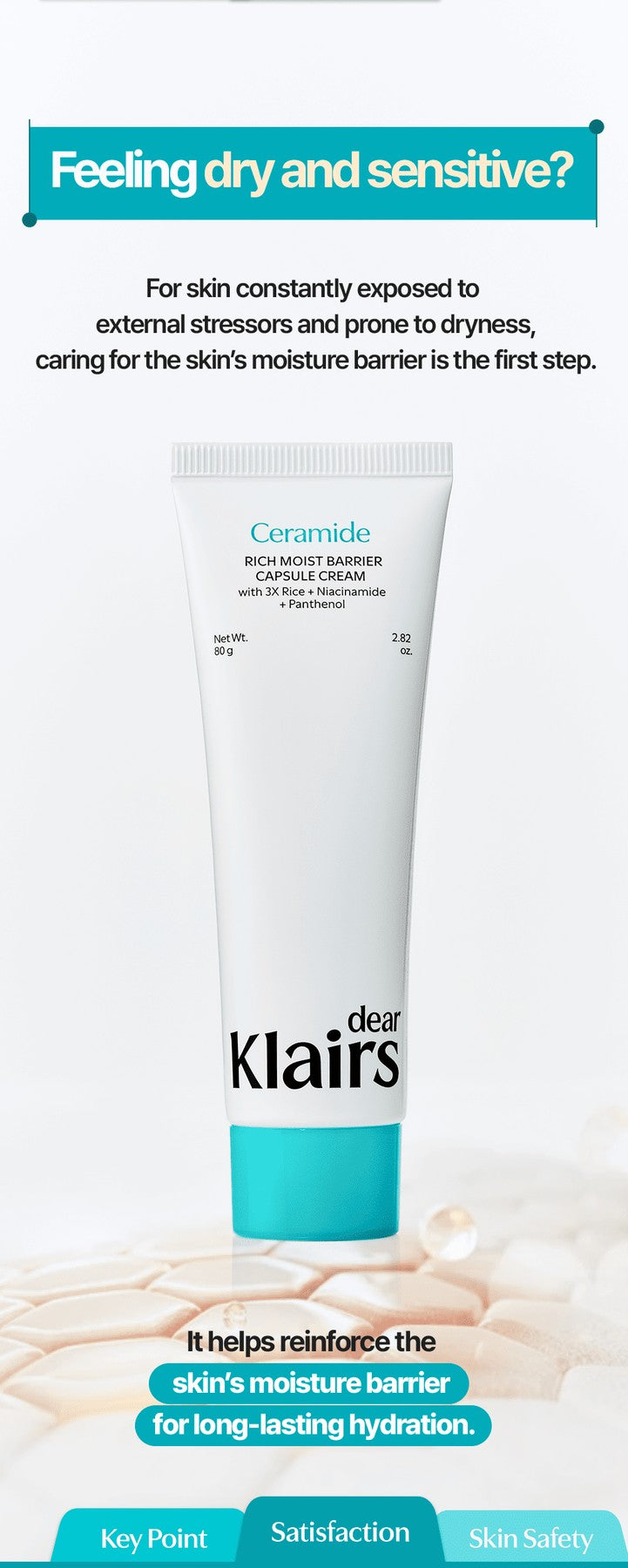 Dear Klairs Rich Moist Barrier Capsule Cream 80 g mot tørr hud