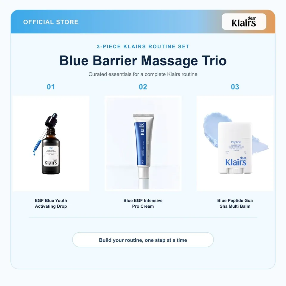 Dear Klairs Blue Barrier Massage Trio hudpleiesett 3 deler