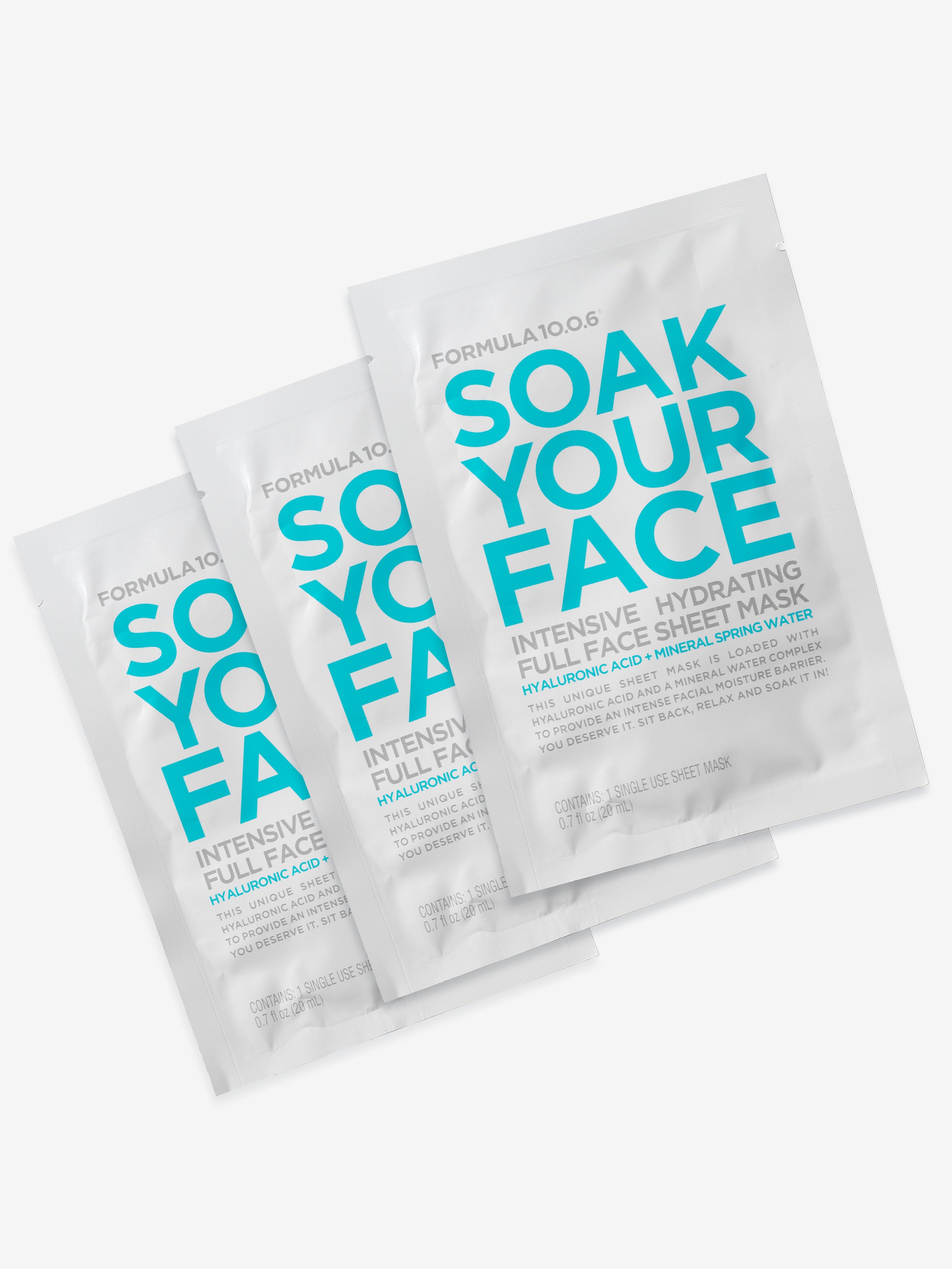 Formula 10.0.6 Soak Your Face arkmaske 3-pakning fukt