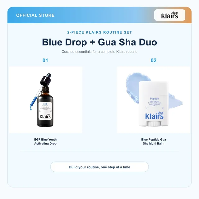 Dear Klairs Blue Drop Gua Sha Duo serum og balm for massasje