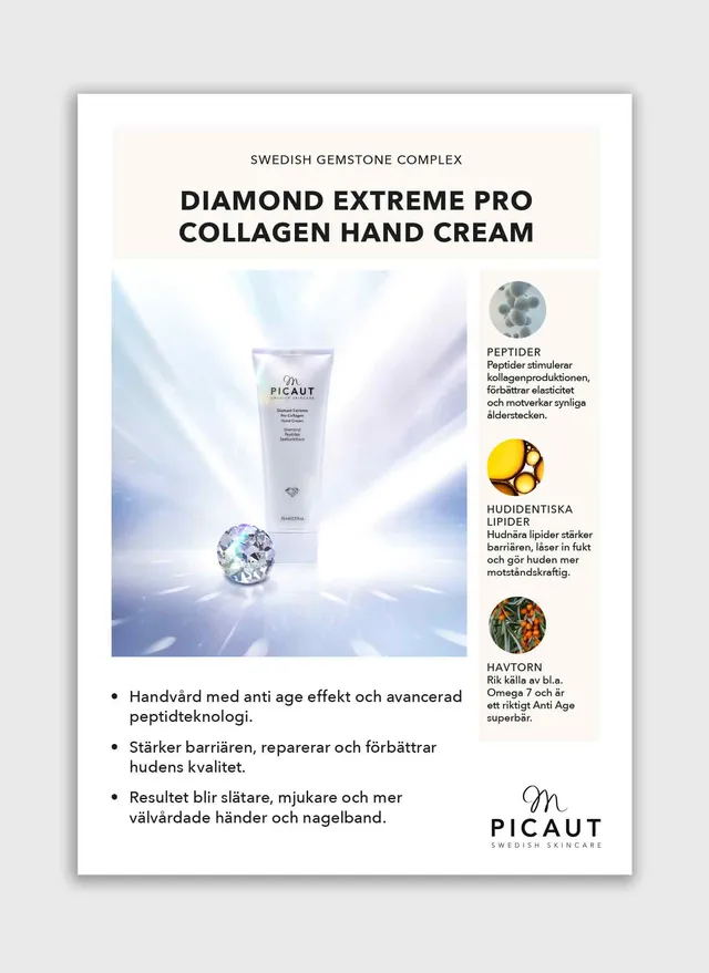 M Picaut Diamond Extreme Pro Collagen håndkrem brosjyre A4