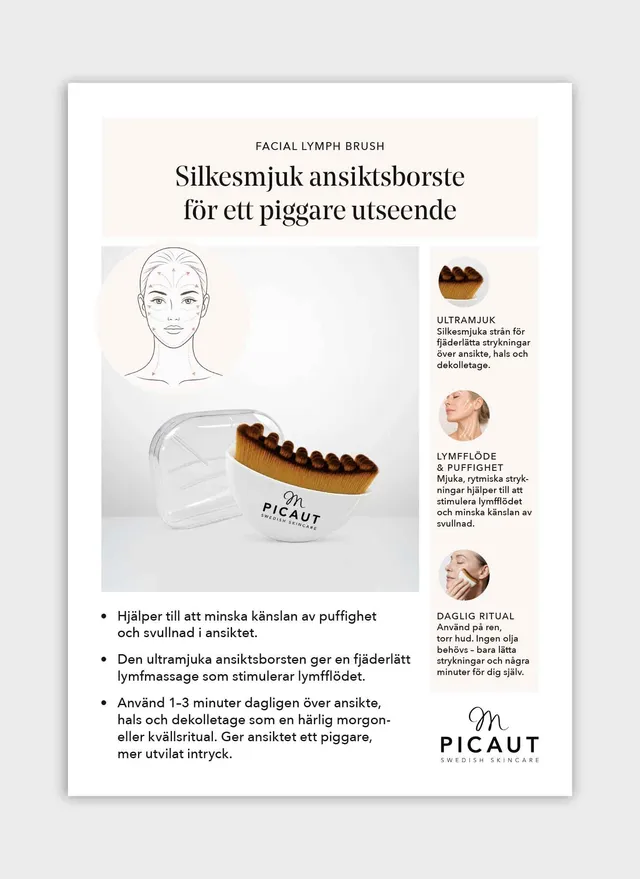 M Picaut Facial Lymph Brush flyer A4 brosjyre