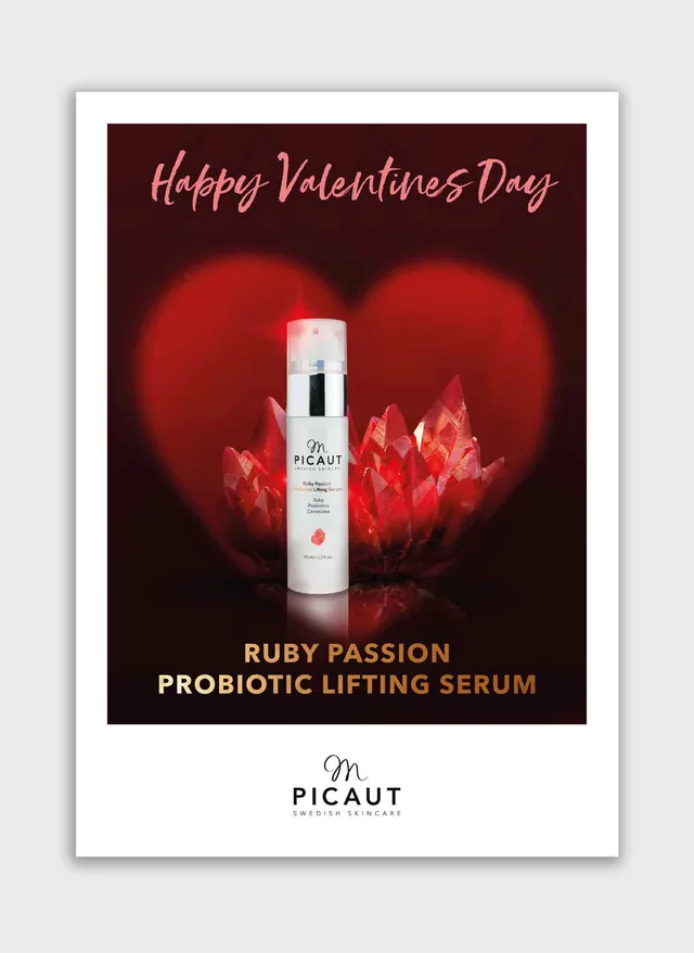 M Picaut Ruby Passion flyer Happy Valentines Day A4