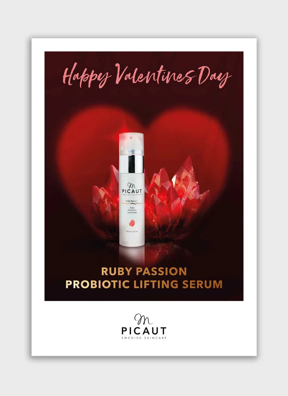 M Picaut Ruby Passion flyer Happy Valentines Day A4