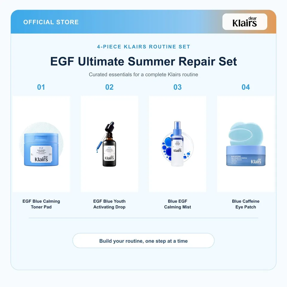 Dear Klairs EGF Ultimate Summer Repair Set hudpleiesett blå