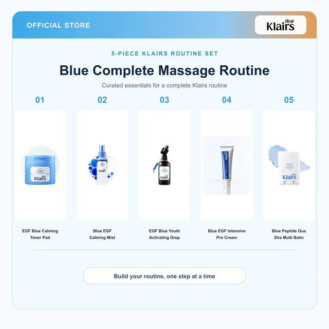 Dear Klairs Blue Complete Massage Routine rutinesett 5 deler
