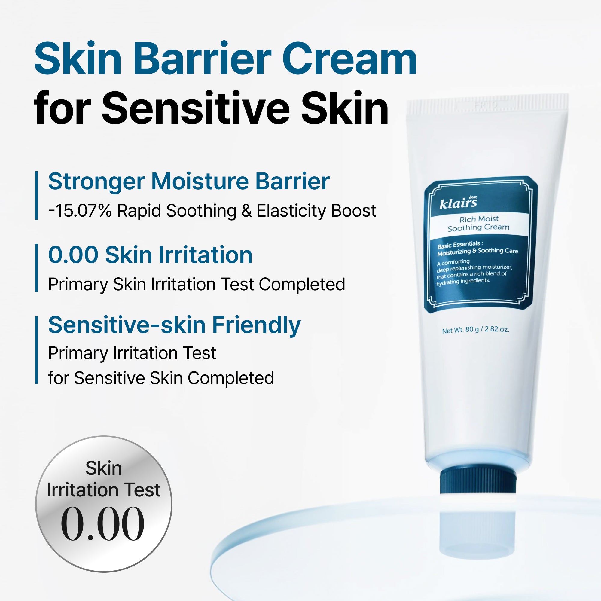 Dear Klairs Rich Moist Soothing Cream fuktighetskrem 80 g ceramid