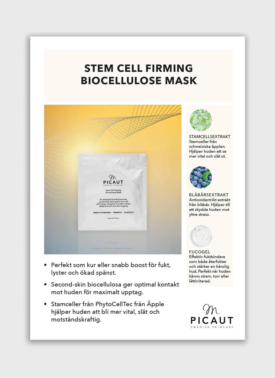 M Picaut Stem Cell Firming Mask flyer A4 fordeler
