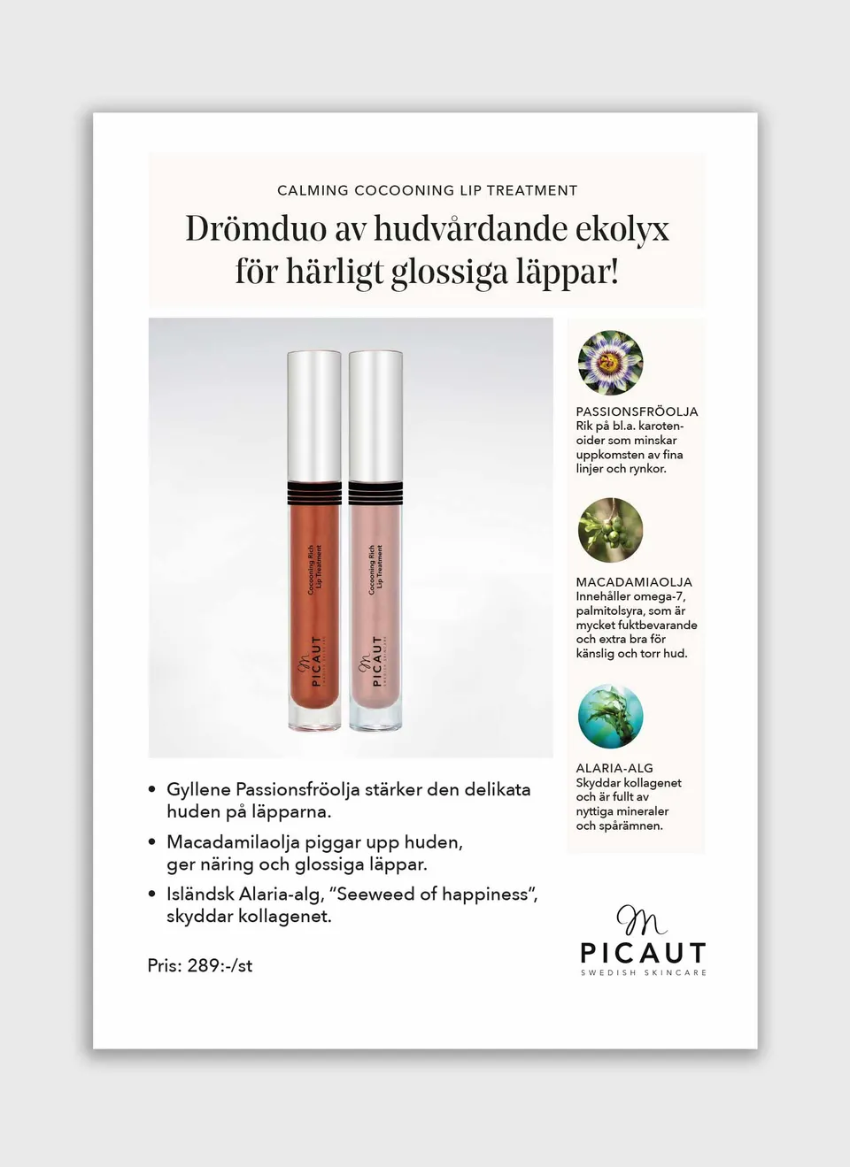 M Picaut Cocooning Rich Lip Treatment flyer A4 fyldig