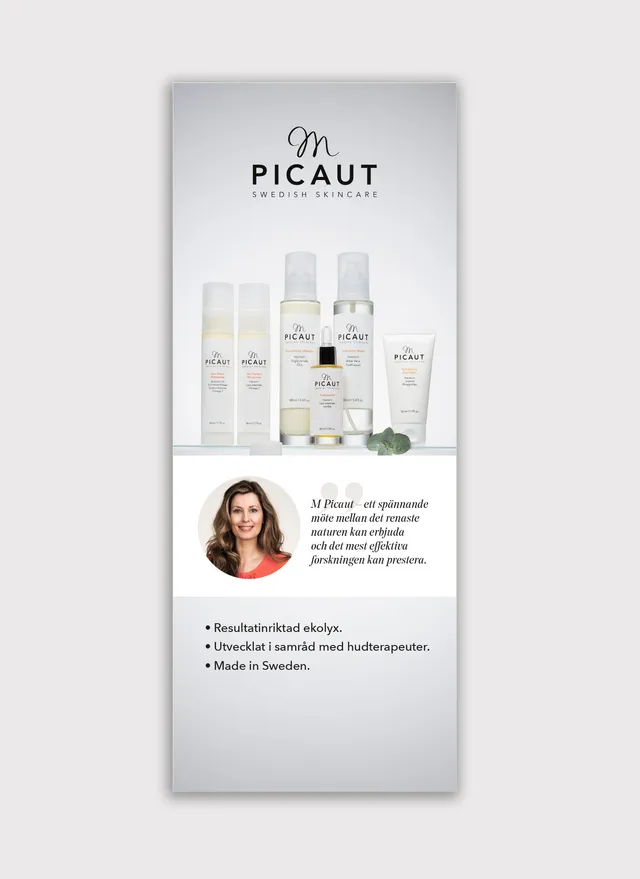 M Picaut Roll Up banner hvit 80x200 trykkfil