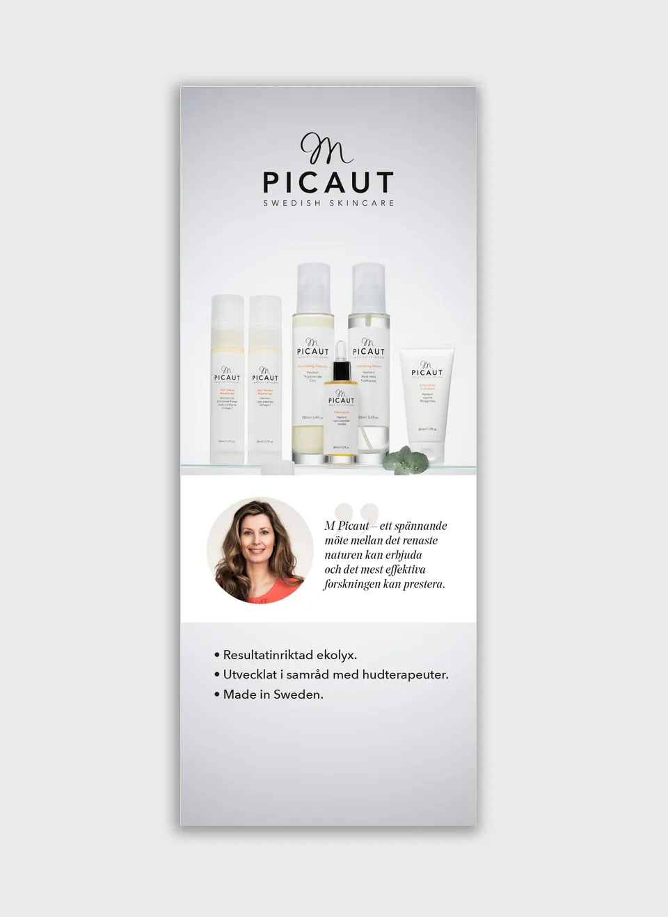 M Picaut Roll Up banner hvit 80x200 trykkfil
