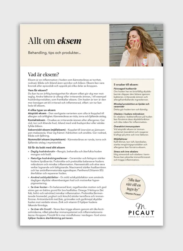 M Picaut Allt om Eksem flyer A4 10-pakning info