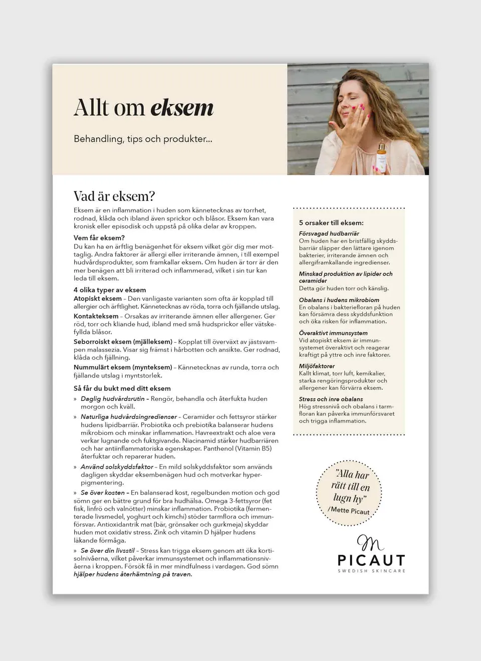M Picaut Allt om Eksem flyer A4 10-pakning info