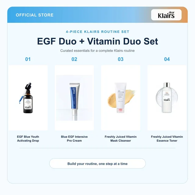 Dear Klairs EGF Vitamin Duo hudpleiesett 4-deler full rutine