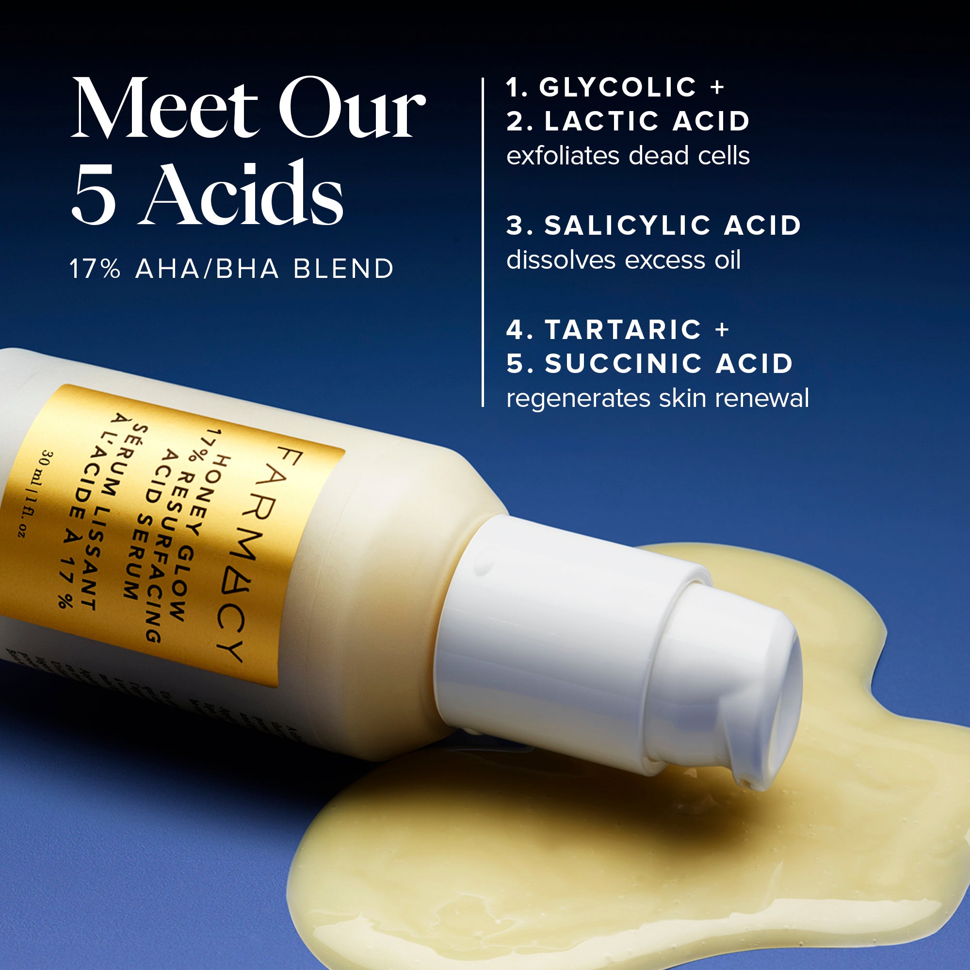 Farmacy Honey Glow 17% AHA BHA serum 30 ml glød