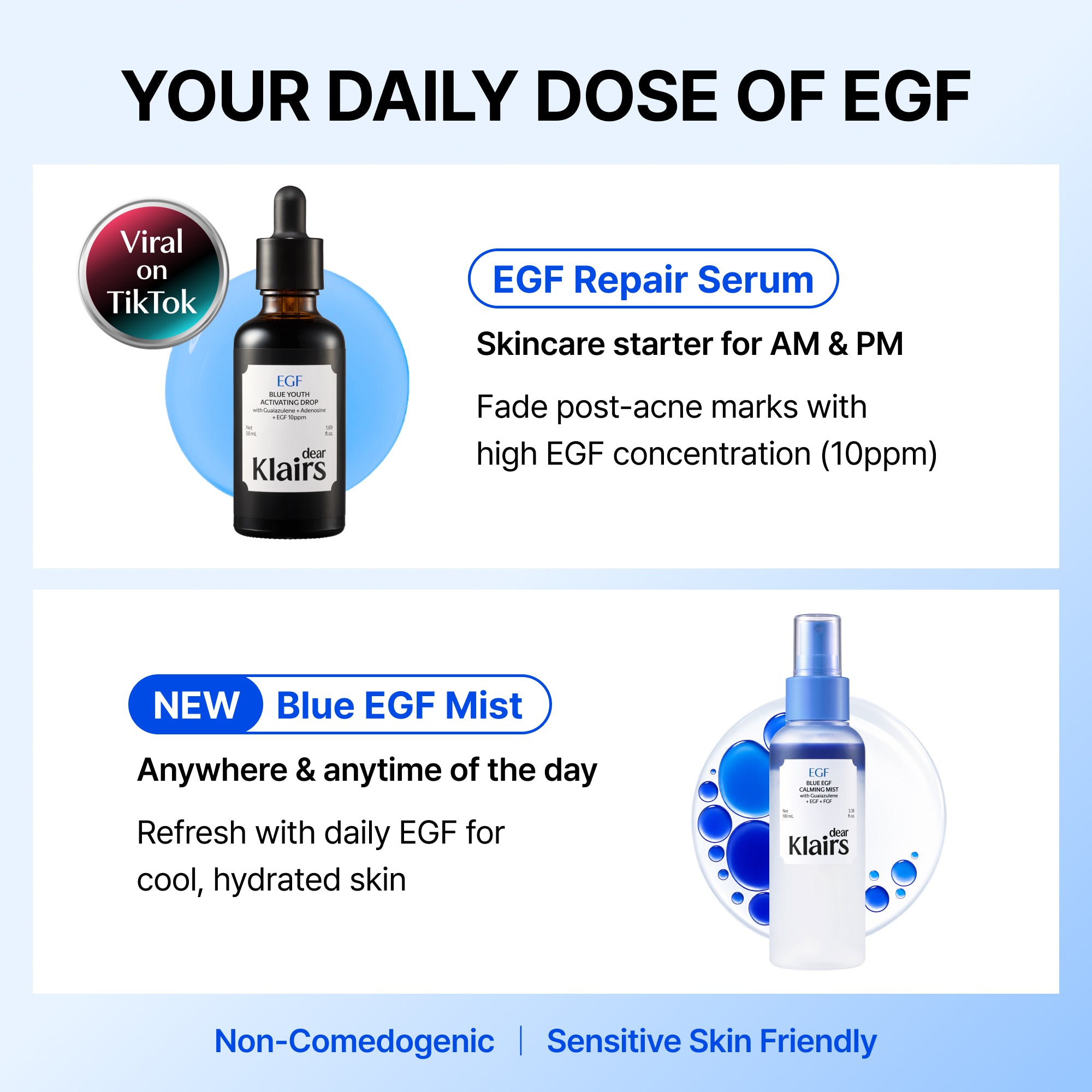 Dear Klairs EGF Hydrating Duo serum 50 ml mist 100 ml fukt