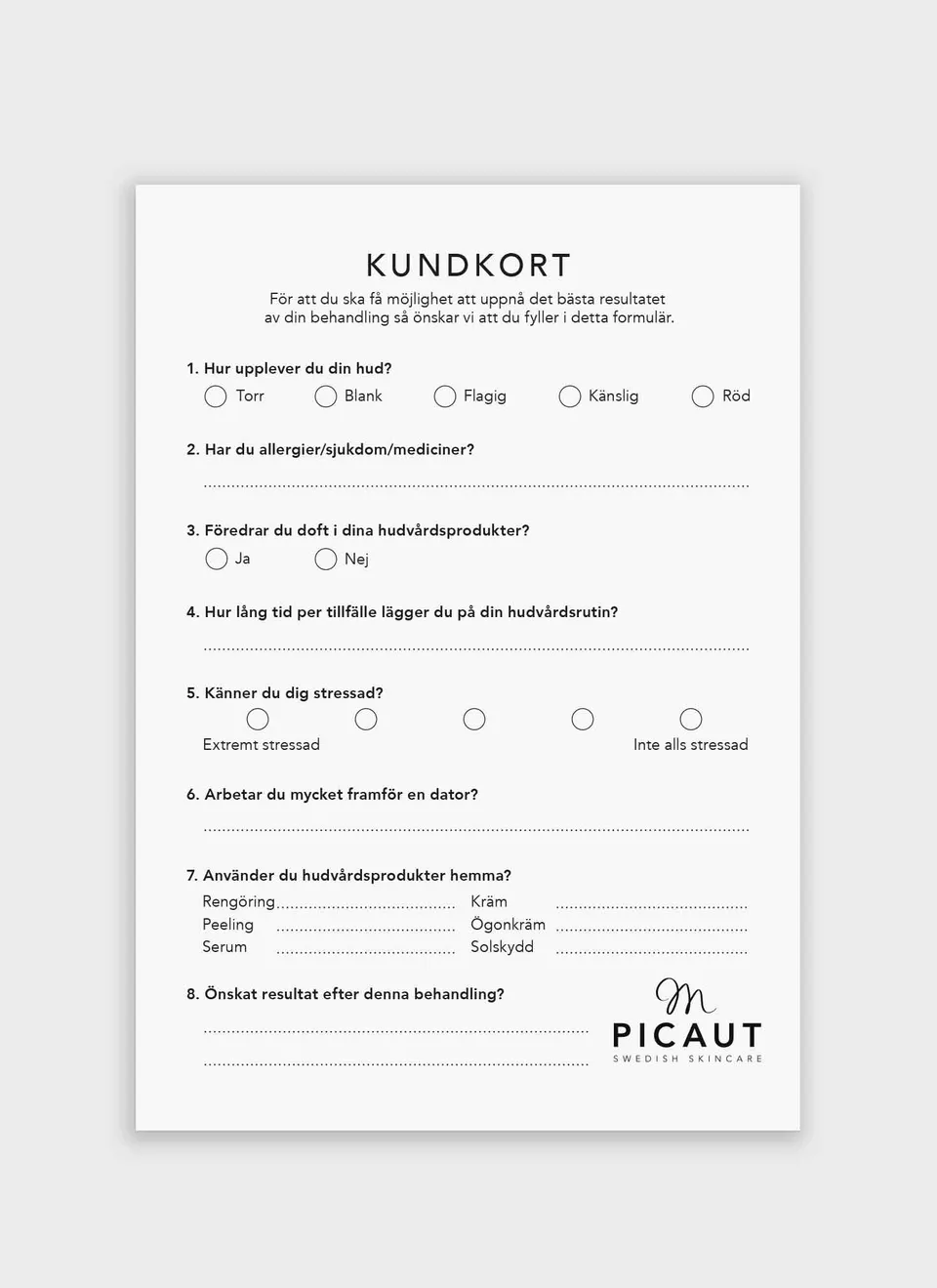 M Picaut Kundkort flyer A5 20 stk