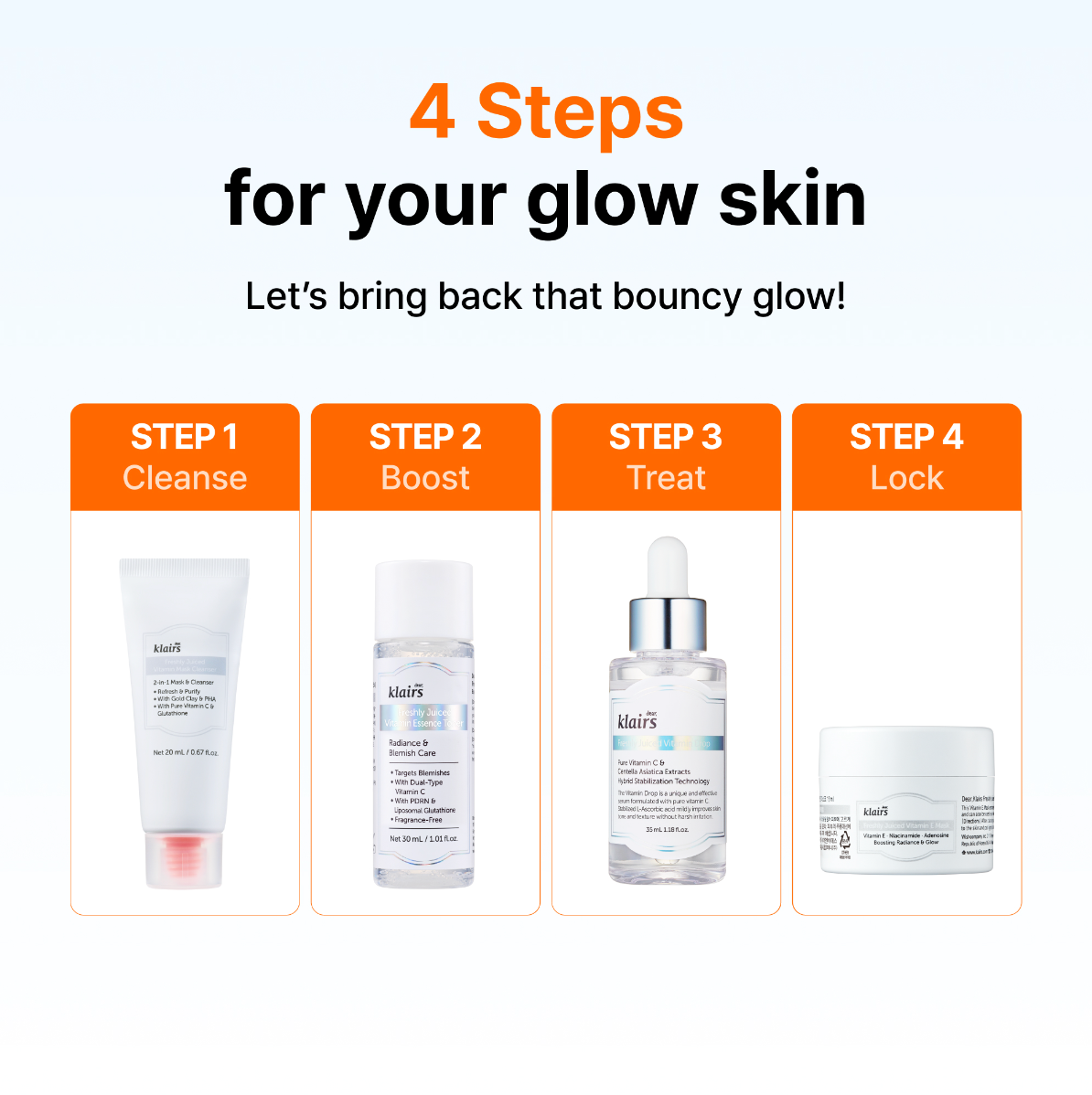 Dear Klairs 3-Day Glass Skin Vitamin Kit hudpleiesett mot kviser