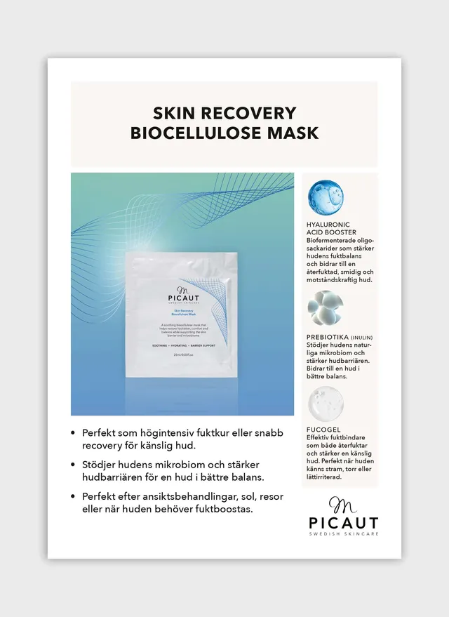 M Picaut Skin Recovery Biocellulose Mask flyer A4 fordeler