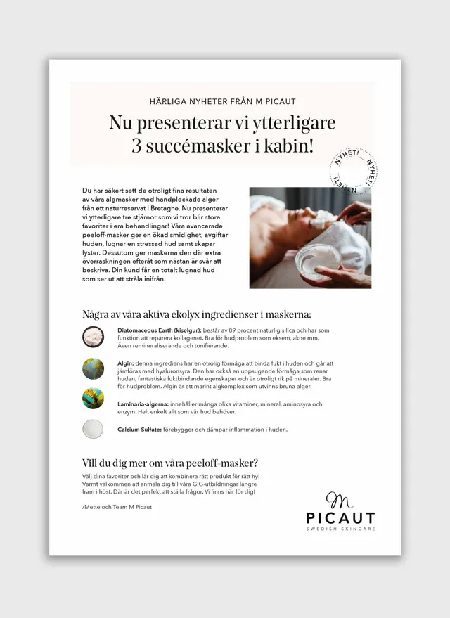 M Picaut 3 succémasker informasjon A4 kabin