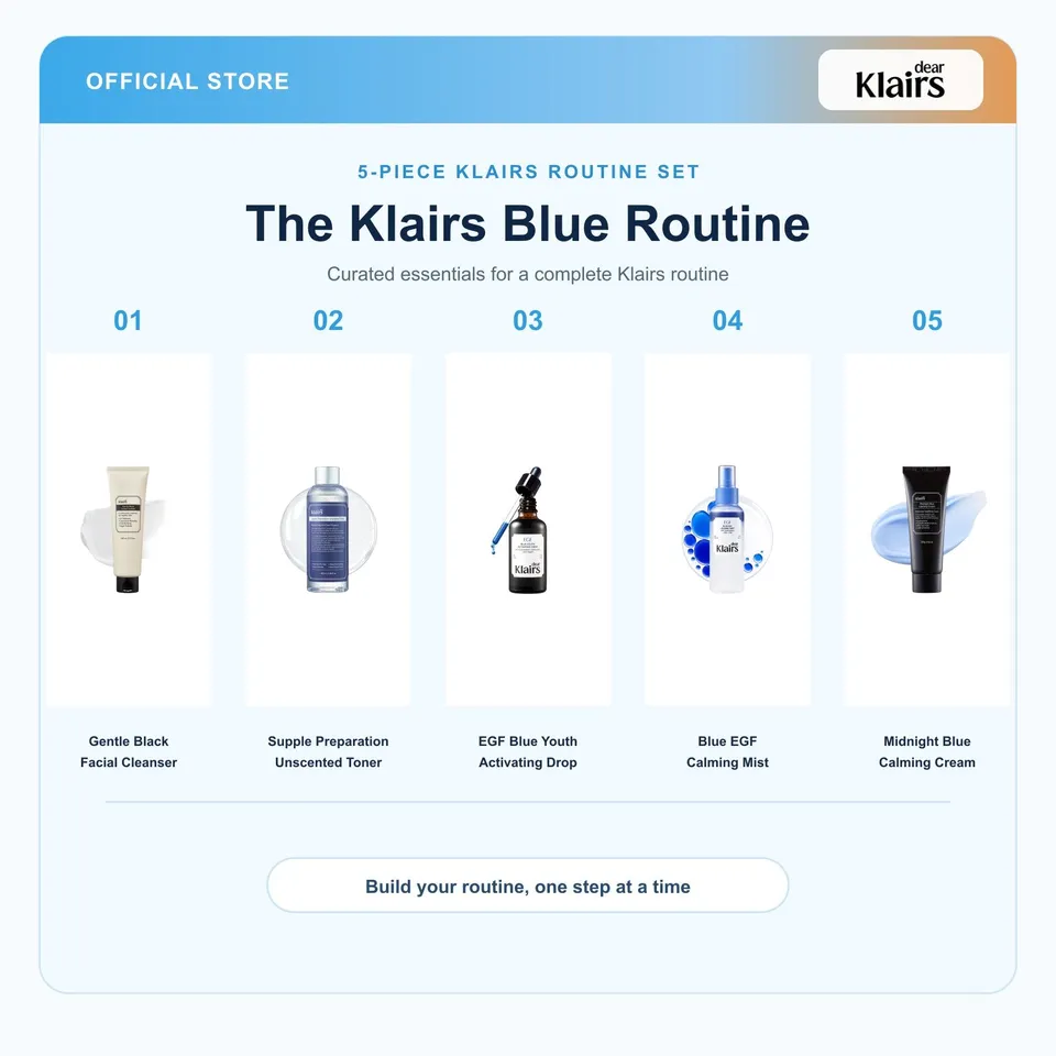 Dear Klairs Blue Routine Full Size hudpleiesett 5 stk sensitiv