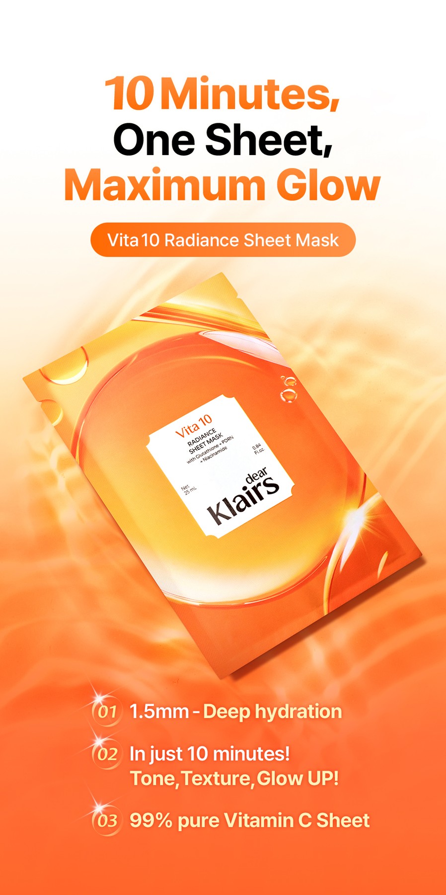 Dear Klairs Vita 10 Radiance arkmaske 1 ark vitamin glow