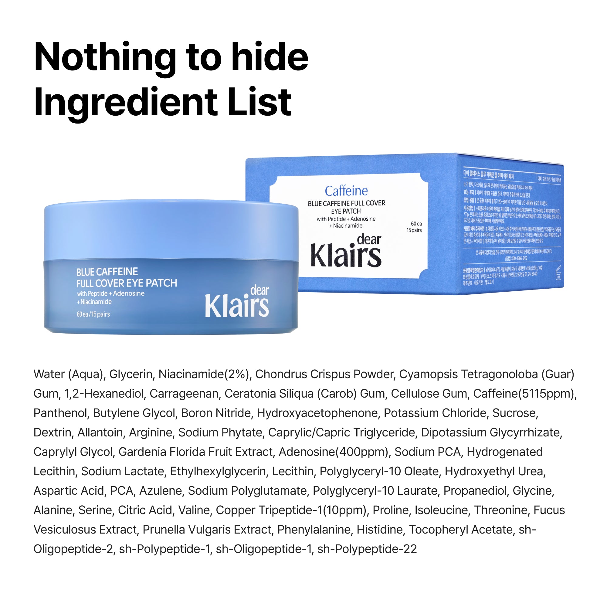 Dear Klairs Blue Caffeine Full Cover øyepatch 80 g koffein