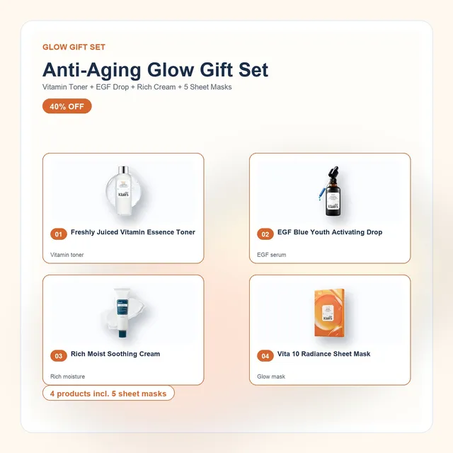 Dear Klairs Anti-Aging Glow Gift Set hudpleiesett 4 deler