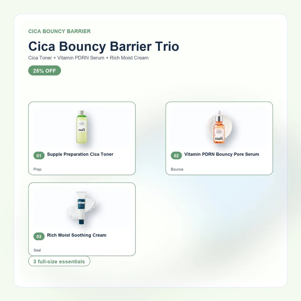 Dear Klairs Cica Bouncy Barrier Trio hudpleiesett cica
