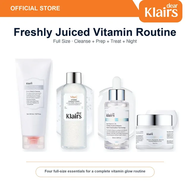 Dear, Klairs Freshly Juiced Vitamin Routine hudpleiesett 4 stk mild
