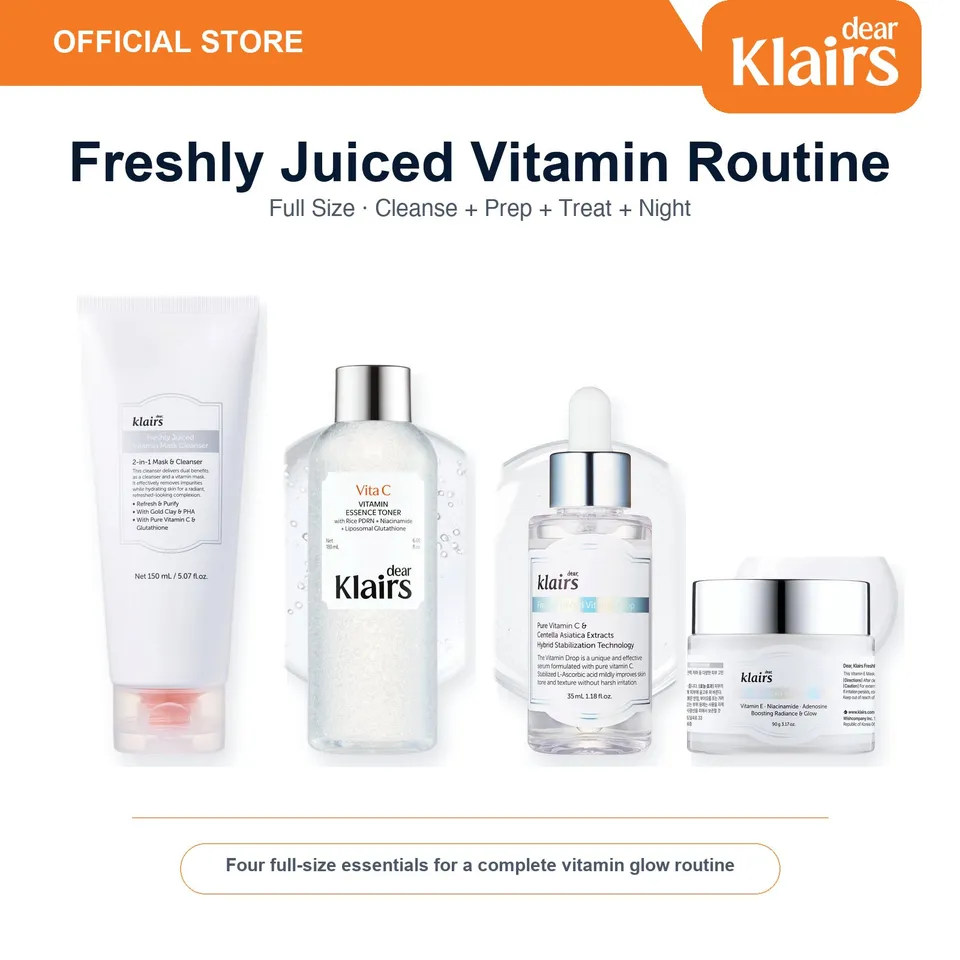 Dear, Klairs Freshly Juiced Vitamin Routine hudpleiesett 4 stk mild