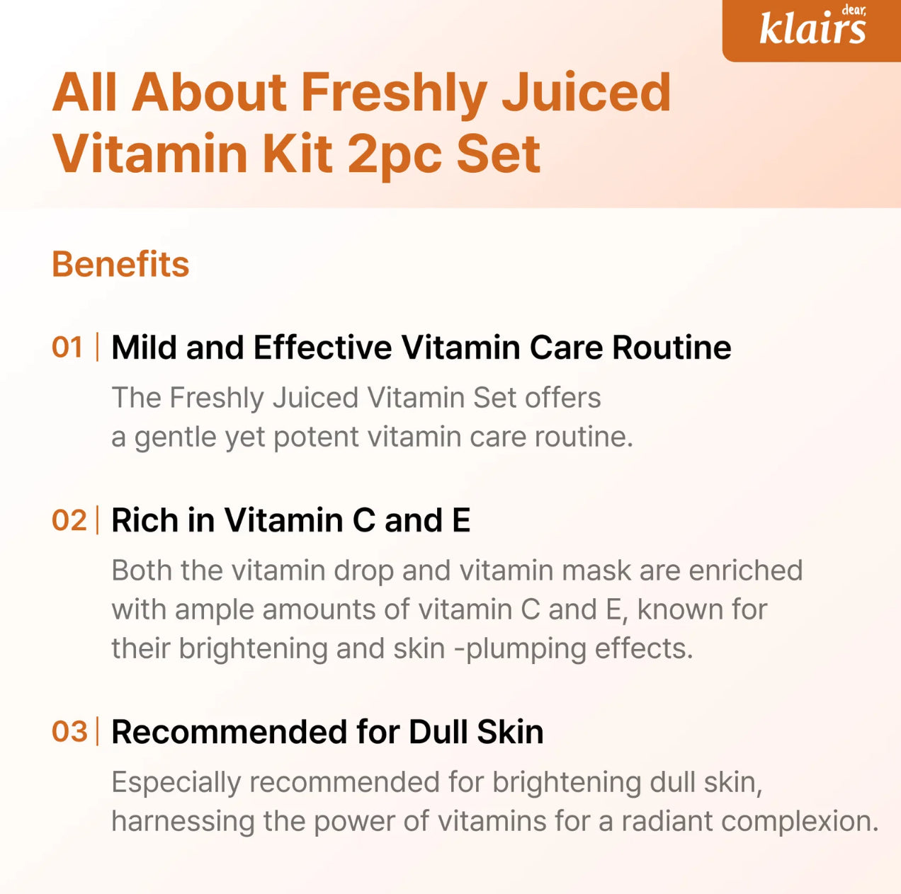 Dear, Klairs Freshly Juiced C Drop + E Mask Set serum glød