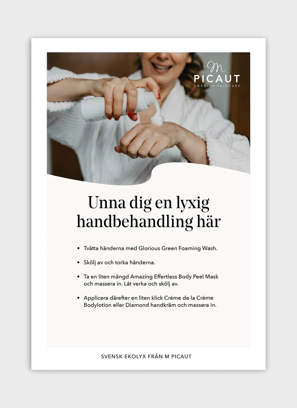 M Picaut håndbehandling flyer A4 luksus