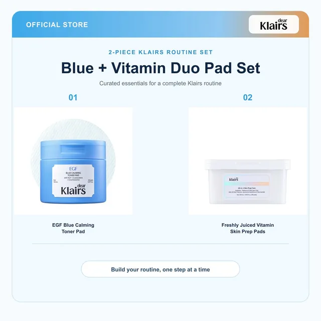 Dear Klairs Blue Vitamin Duo toner pads 140 pads beroligende