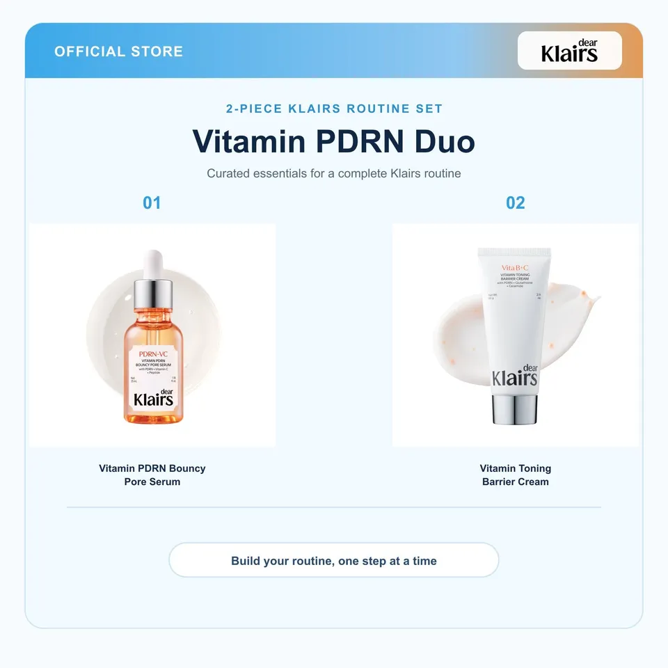 Dear Klairs Vitamin PDRN Duo serum- og kremsett glow