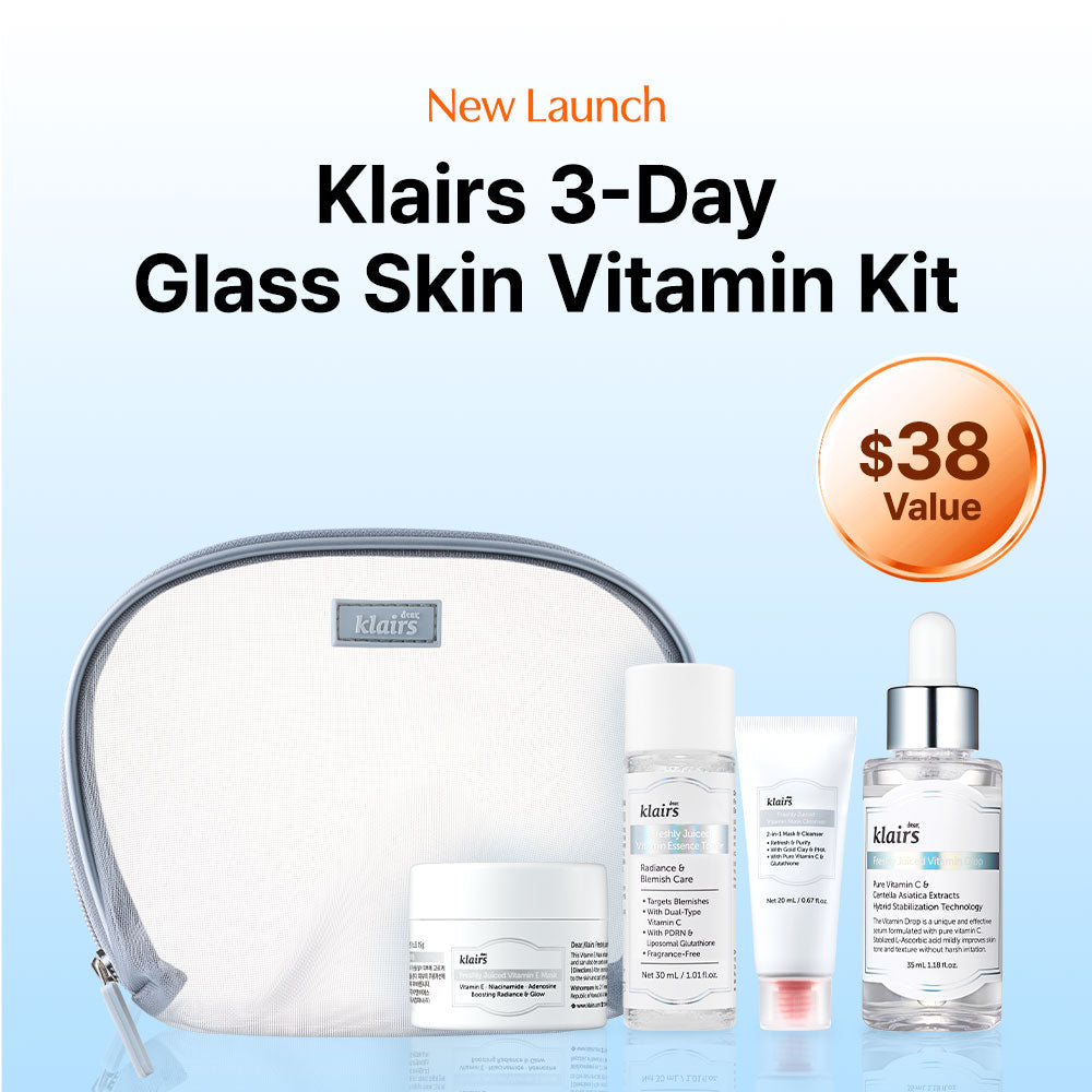 Dear Klairs 3-Day Glass Skin Vitamin Kit hudpleiesett mot kviser