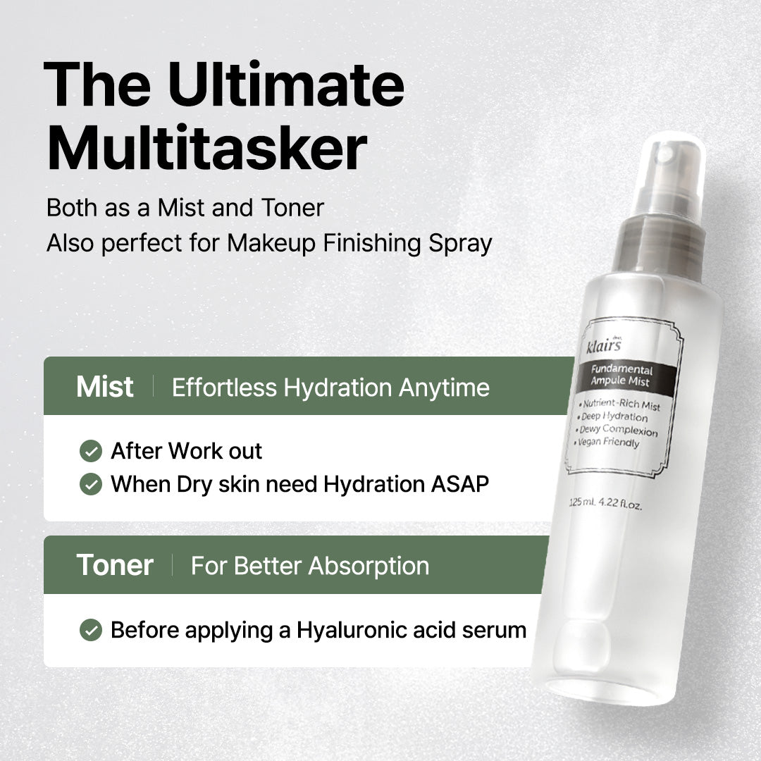 Dear Klairs Fundamental Ampule Mist ansiktsmist 125 ml grønn te