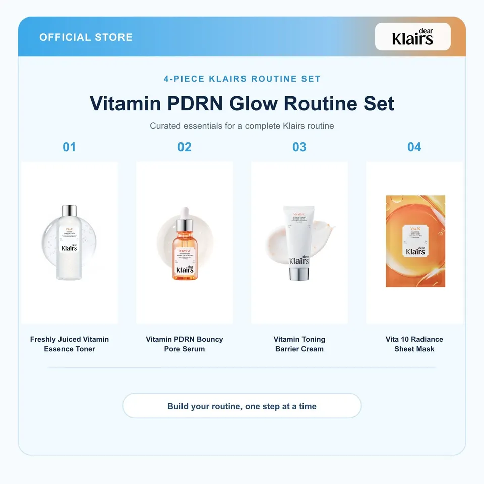 Klairs Vitamin PDRN Glow Routine hudpleiesett 4 produkter