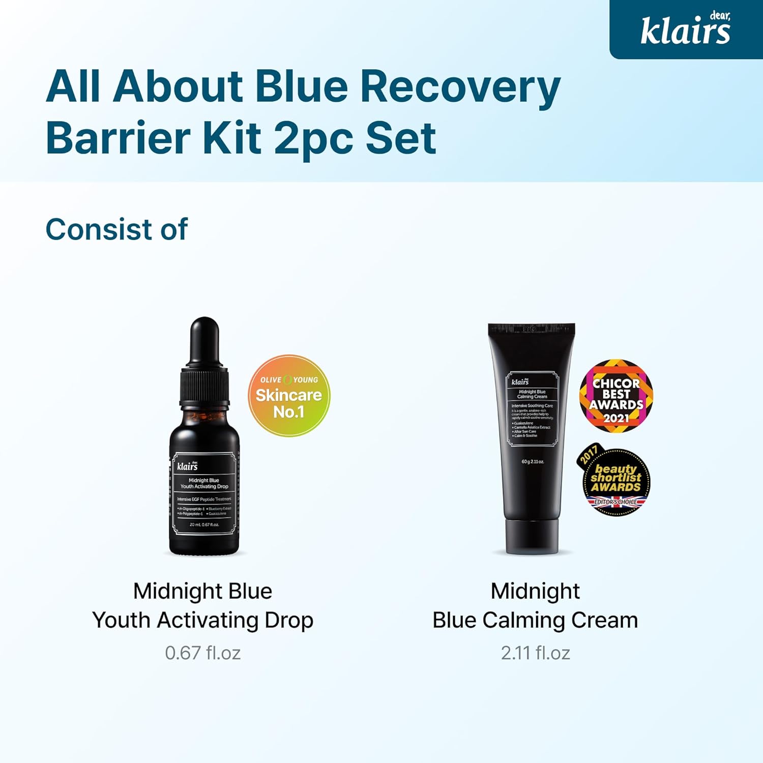 Dear Klairs Midnight Blue Barrier sett serum 20 ml krem 60 ml