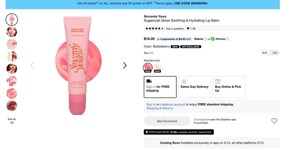 Sincerely Yours Sugarcoat glossbalm sheer vanilla