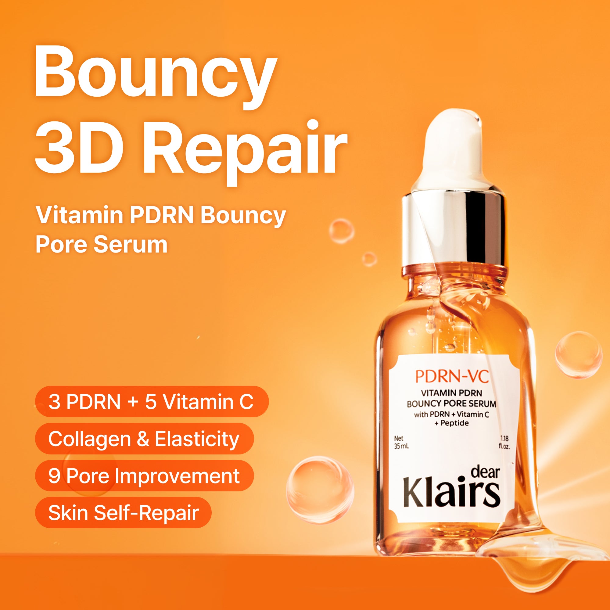Dear Klairs Vitamin PDRN Bouncy Pore serum 35 ml mot synlige porer