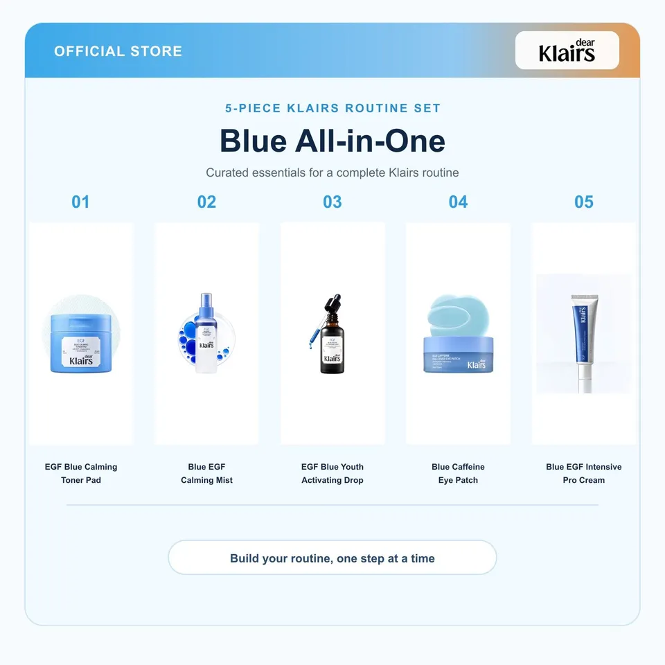 Dear Klairs Blue All-in-One hudpleiesett 5 deler EGF