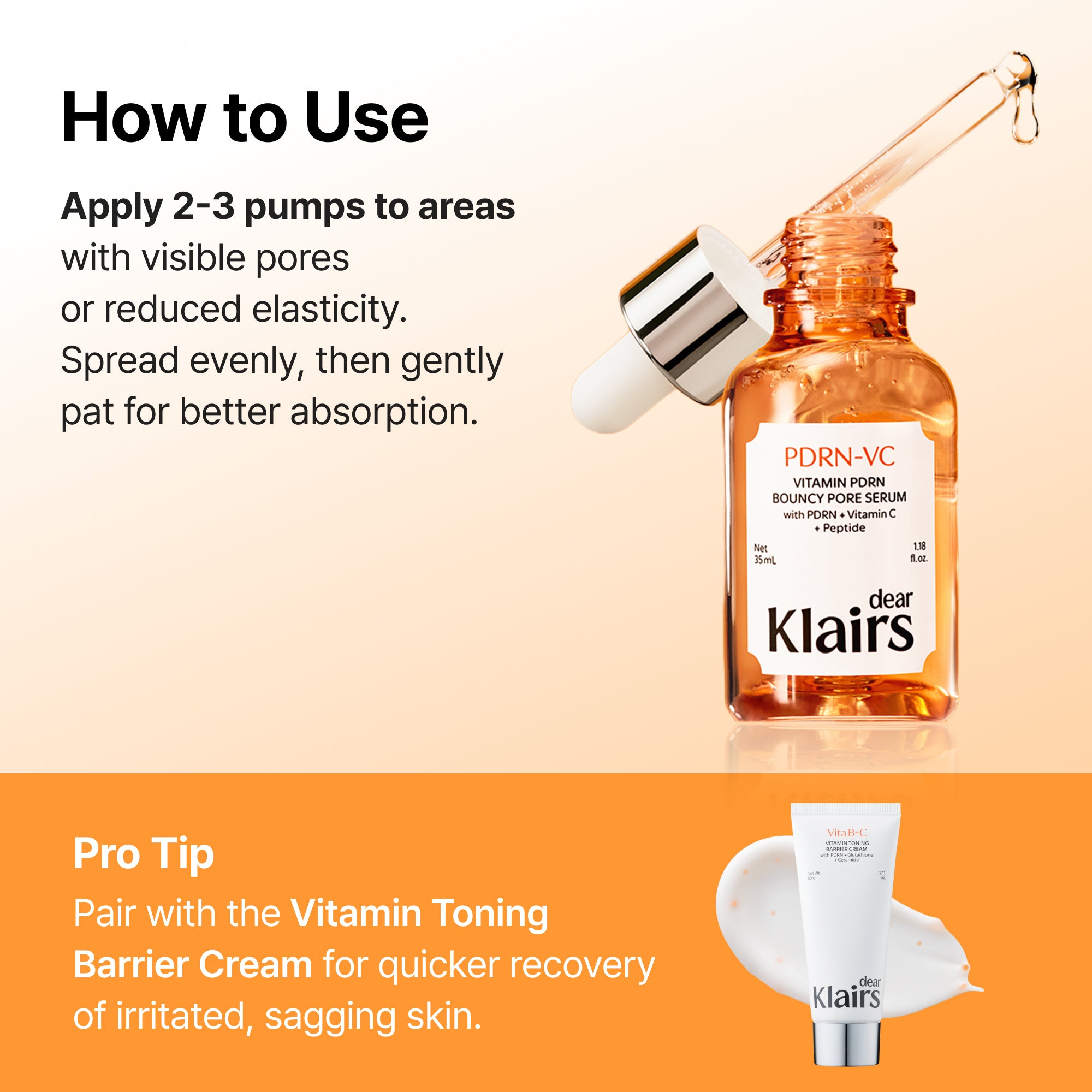 Dear Klairs Vitamin PDRN Bouncy Pore serum 35 ml mot synlige porer