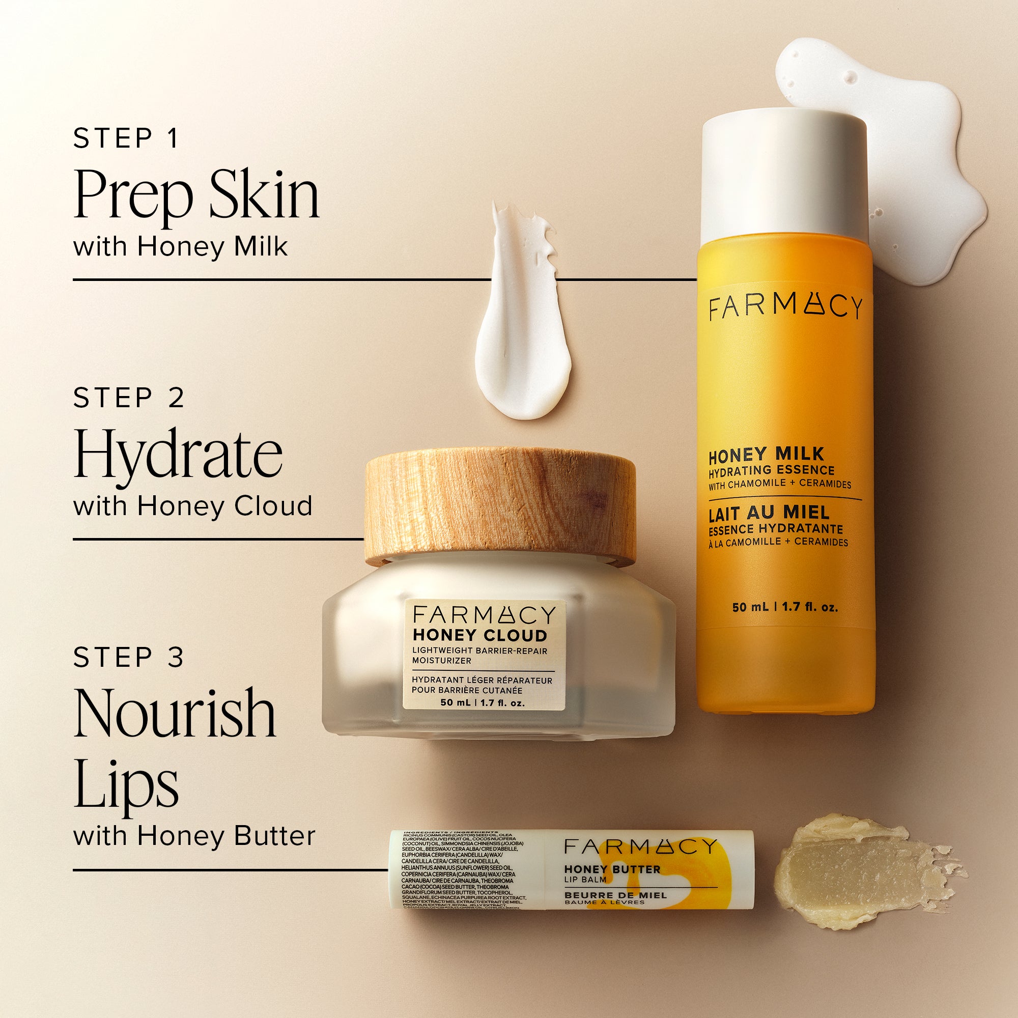 Farmacy Milk & Honey Trio gavesett lett fukt for sensitiv hud