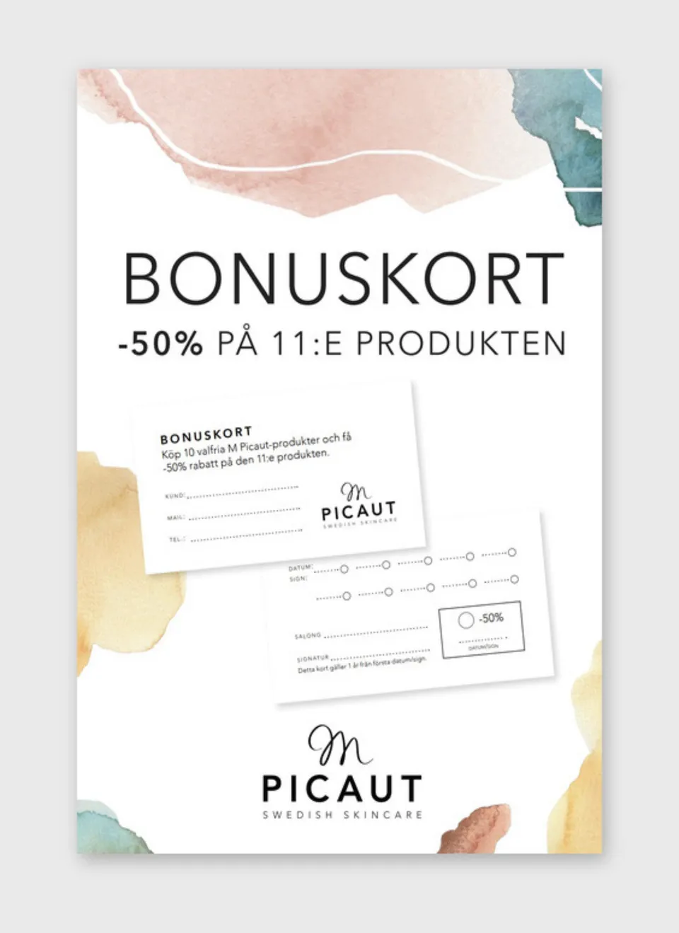 M Picaut bonuskort flyer A5 gjenkjøp