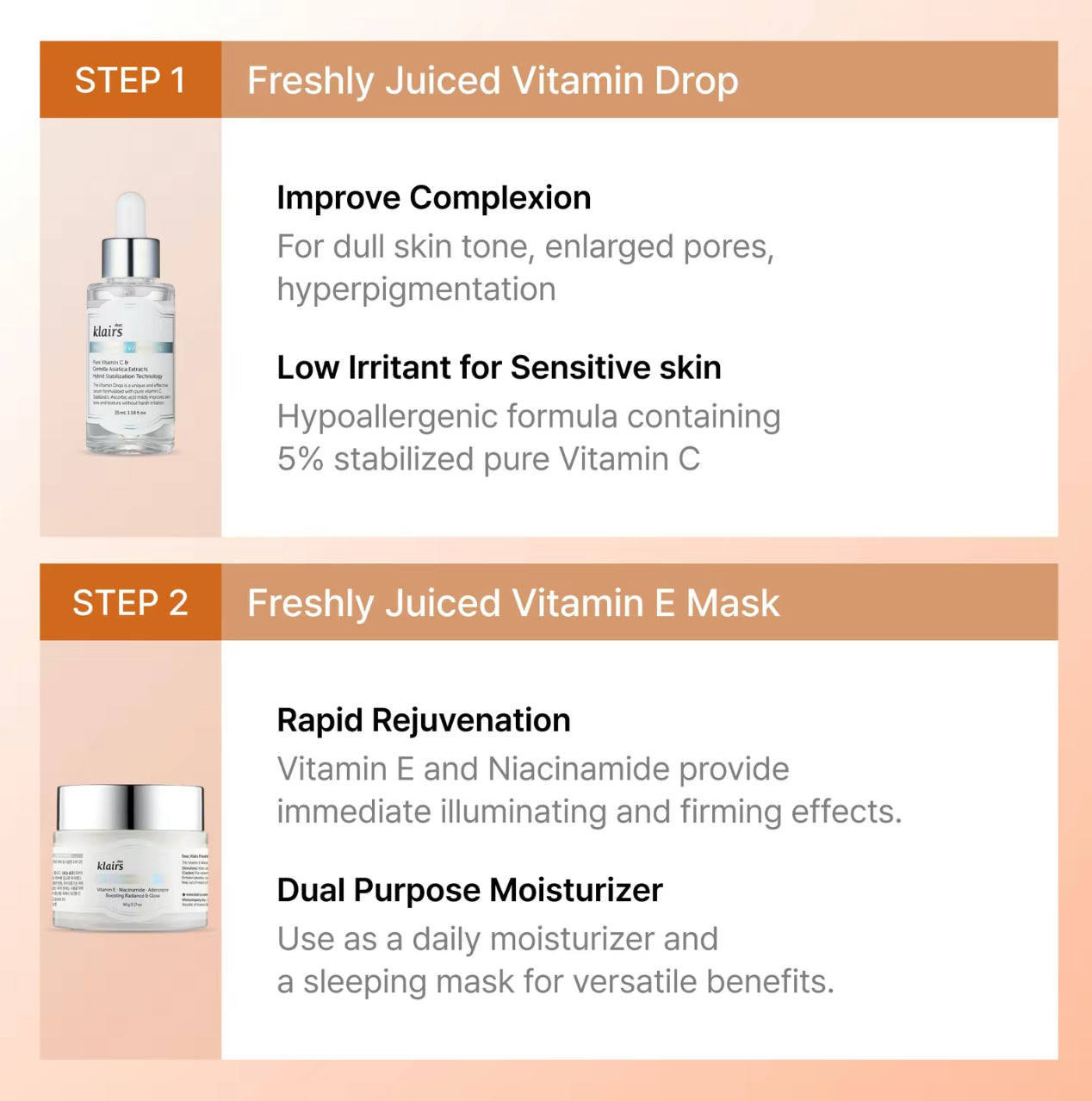Dear, Klairs Freshly Juiced C Drop + E Mask Set serum glød